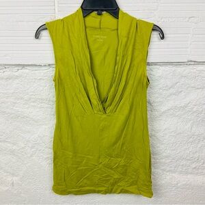 Logix Lime green cotton stretch Drape Neck sleeveless Blouse size large